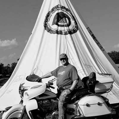 David is the VP of the Indian Owners Association. Pictured here with his Indian Chief at the Branson rally held each May